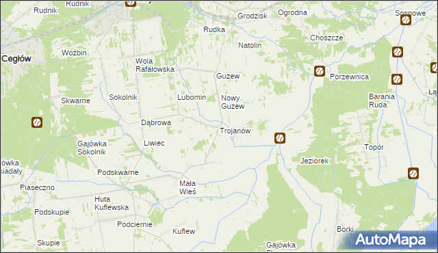 mapa Trojanów gmina Mrozy, Trojanów gmina Mrozy na mapie Targeo