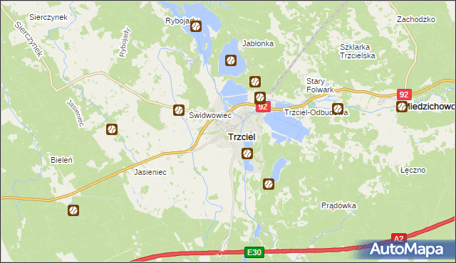 mapa Trzciel powiat międzyrzecki, Trzciel powiat międzyrzecki na mapie Targeo