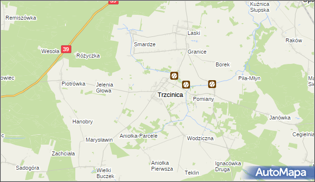 mapa Trzcinica powiat kępiński, Trzcinica powiat kępiński na mapie Targeo