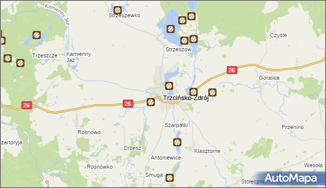 mapa Trzcińsko-Zdrój, Trzcińsko-Zdrój na mapie Targeo