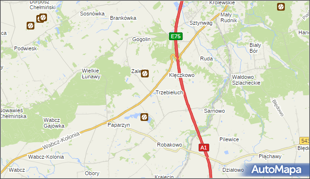 mapa Trzebiełuch, Trzebiełuch na mapie Targeo