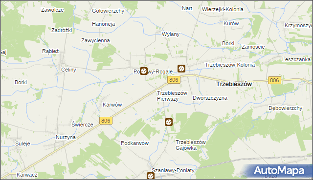 mapa Trzebieszów Pierwszy, Trzebieszów Pierwszy na mapie Targeo