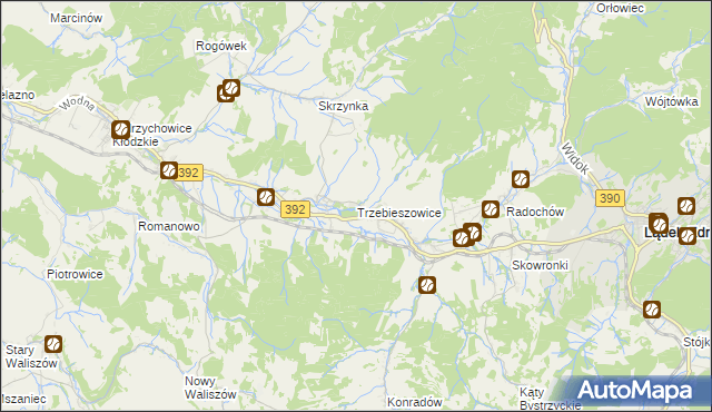 mapa Trzebieszowice, Trzebieszowice na mapie Targeo