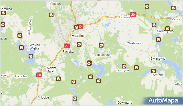 mapa Trzebieszyno, Trzebieszyno na mapie Targeo