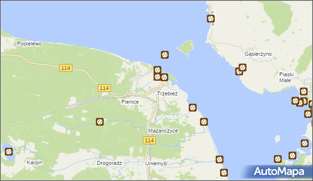 mapa Trzebież, Trzebież na mapie Targeo