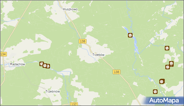 mapa Trzebów gmina Sulęcin, Trzebów gmina Sulęcin na mapie Targeo