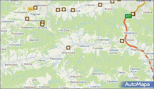 mapa Trzebunia, Trzebunia na mapie Targeo