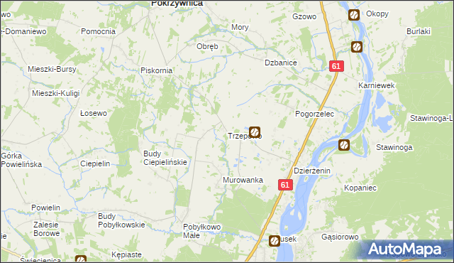 mapa Trzepowo gmina Pokrzywnica, Trzepowo gmina Pokrzywnica na mapie Targeo