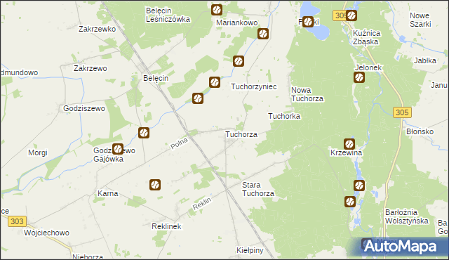 mapa Tuchorza, Tuchorza na mapie Targeo