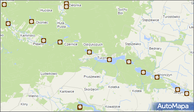 mapa Tuczno gmina Pobiedziska, Tuczno gmina Pobiedziska na mapie Targeo