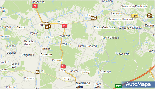 mapa Tumlin-Podgród, Tumlin-Podgród na mapie Targeo