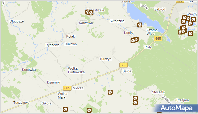 mapa Turczyn gmina Rajgród, Turczyn gmina Rajgród na mapie Targeo