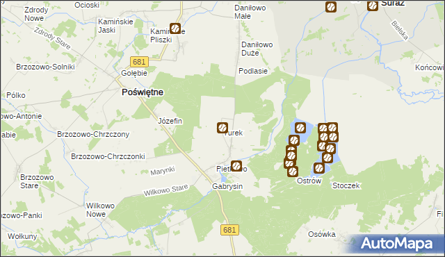 mapa Turek gmina Poświętne, Turek gmina Poświętne na mapie Targeo