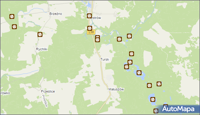 mapa Tursk gmina Sulęcin, Tursk gmina Sulęcin na mapie Targeo