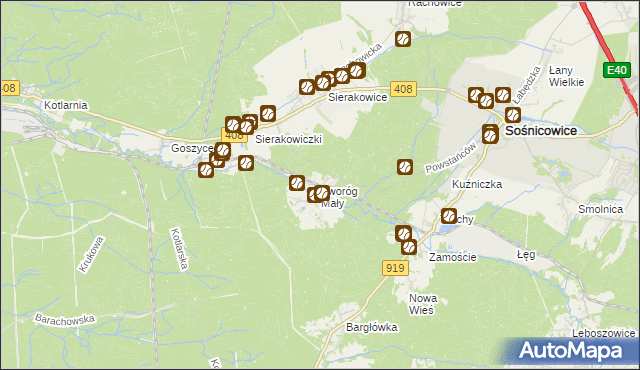 mapa Tworóg Mały, Tworóg Mały na mapie Targeo