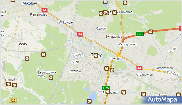 mapa Tychów, Tychy na mapie Targeo