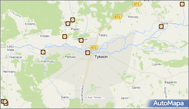 mapa Tykocin, Tykocin na mapie Targeo