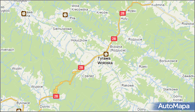 mapa Tyrawa Wołoska, Tyrawa Wołoska na mapie Targeo