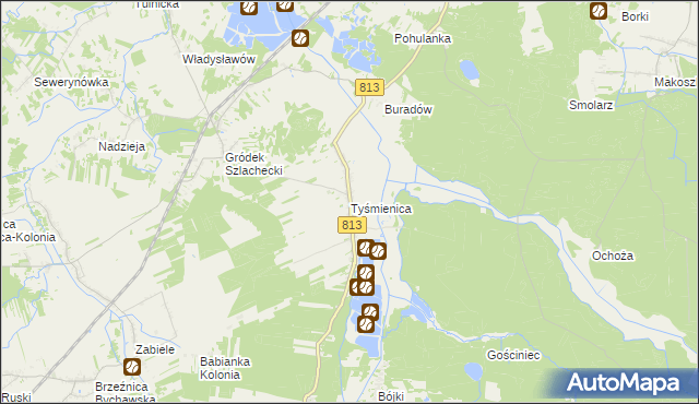 mapa Tyśmienica, Tyśmienica na mapie Targeo