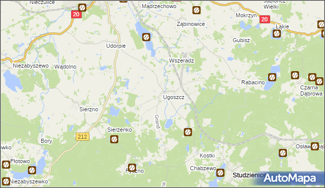 mapa Ugoszcz gmina Studzienice, Ugoszcz gmina Studzienice na mapie Targeo