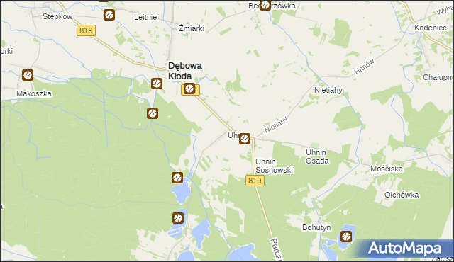 mapa Uhnin, Uhnin na mapie Targeo