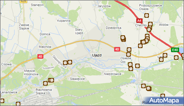 mapa Ujazd powiat strzelecki, Ujazd powiat strzelecki na mapie Targeo