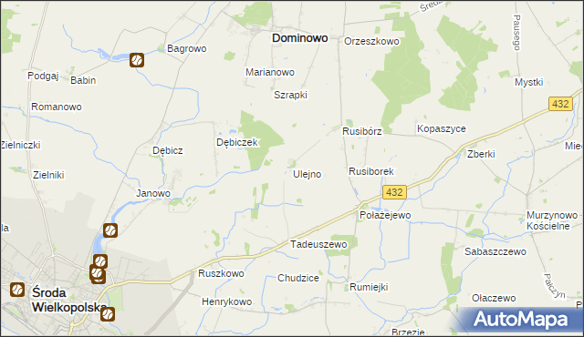 mapa Ulejno gmina Środa Wielkopolska, Ulejno gmina Środa Wielkopolska na mapie Targeo