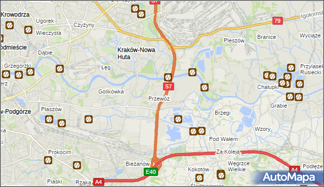 mapa Ulica gmina Kraków, Ulica gmina Kraków na mapie Targeo