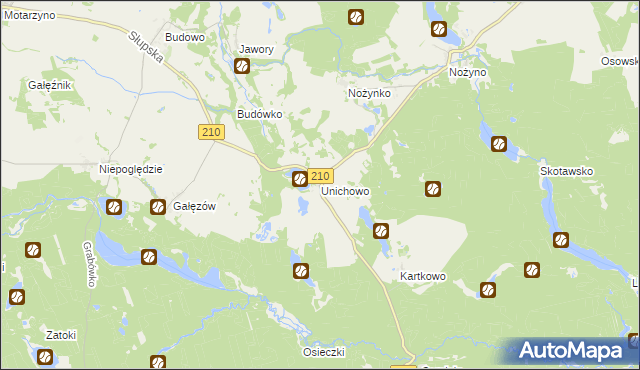 mapa Unichowo, Unichowo na mapie Targeo