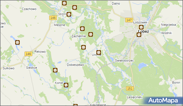 mapa Unimie, Unimie na mapie Targeo