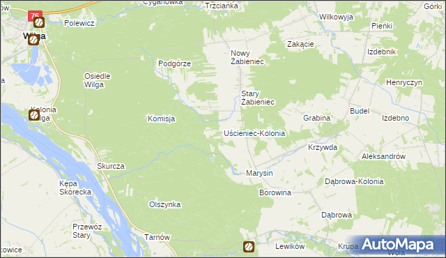 mapa Uścieniec-Kolonia, Uścieniec-Kolonia na mapie Targeo