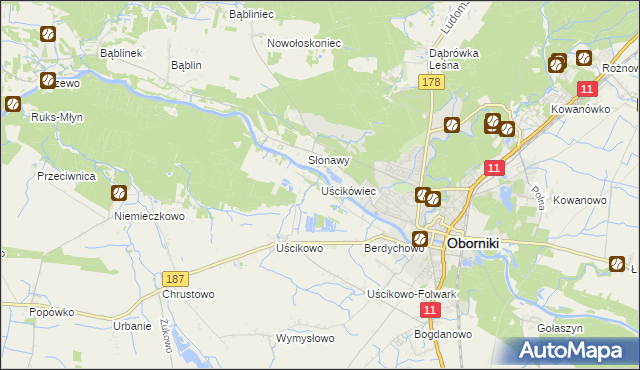 mapa Uścikówiec, Uścikówiec na mapie Targeo