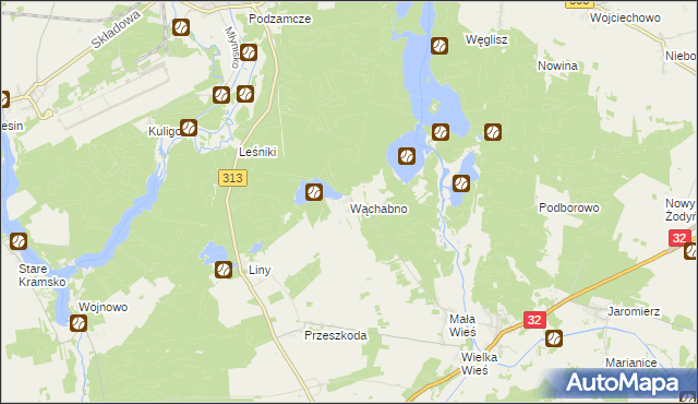 mapa Wąchabno, Wąchabno na mapie Targeo