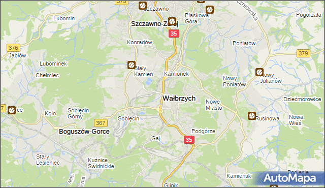 mapa Wałbrzycha, Wałbrzych na mapie Targeo