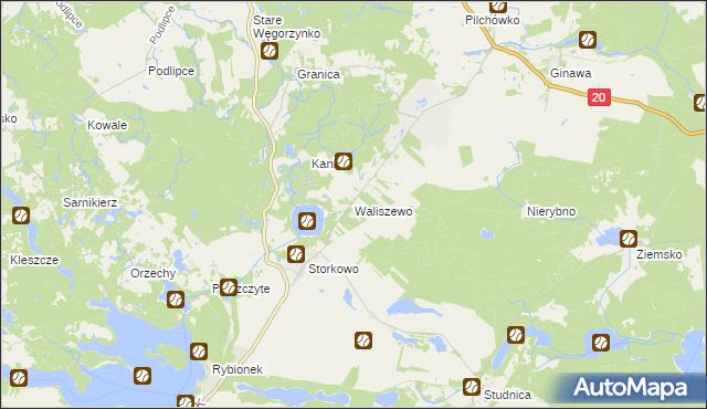 mapa Waliszewo gmina Ińsko, Waliszewo gmina Ińsko na mapie Targeo