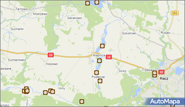 mapa Wapnica gmina Suchań, Wapnica gmina Suchań na mapie Targeo