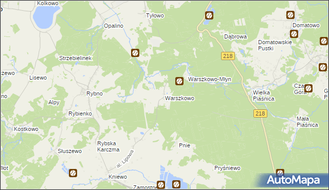 mapa Warszkowo gmina Wejherowo, Warszkowo gmina Wejherowo na mapie Targeo