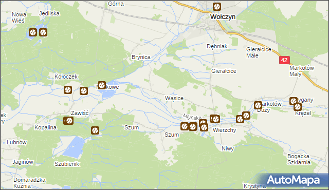 mapa Wąsice, Wąsice na mapie Targeo