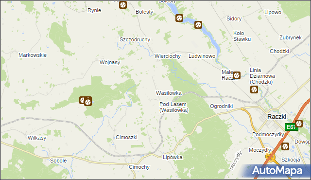 mapa Wasilówka gmina Raczki, Wasilówka gmina Raczki na mapie Targeo