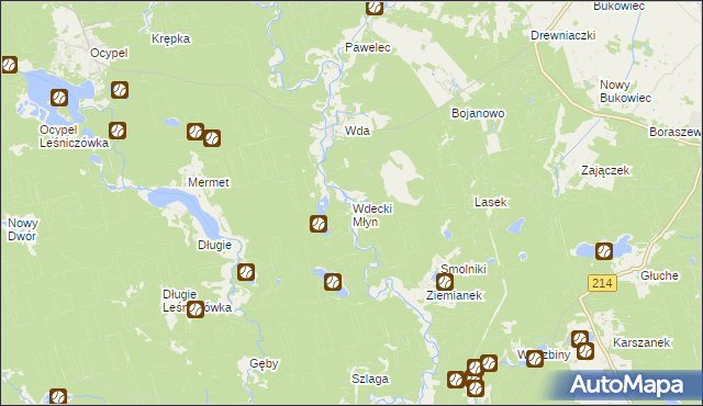 mapa Wdecki Młyn, Wdecki Młyn na mapie Targeo