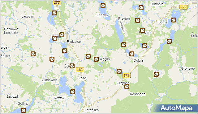 mapa Węglin gmina Ostrowice, Węglin gmina Ostrowice na mapie Targeo