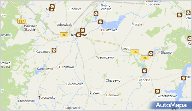 mapa Węgorzewo gmina Kiszkowo, Węgorzewo gmina Kiszkowo na mapie Targeo