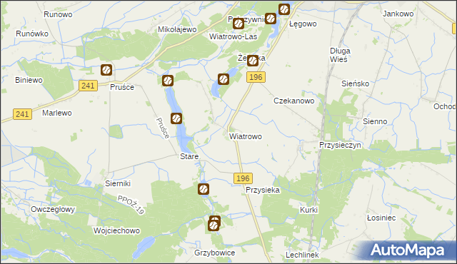 mapa Wiatrowo gmina Wągrowiec, Wiatrowo gmina Wągrowiec na mapie Targeo