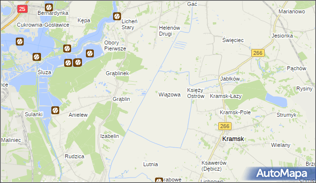 mapa Wiązowa gmina Kramsk, Wiązowa gmina Kramsk na mapie Targeo