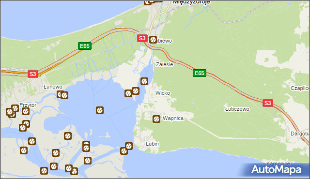 mapa Wicko gmina Międzyzdroje, Wicko gmina Międzyzdroje na mapie Targeo