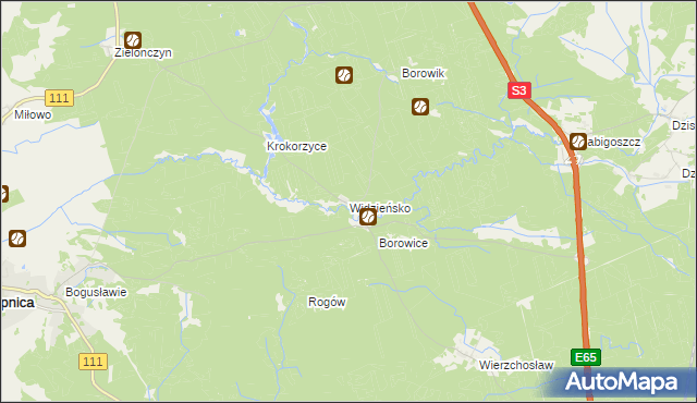 mapa Widzieńsko, Widzieńsko na mapie Targeo