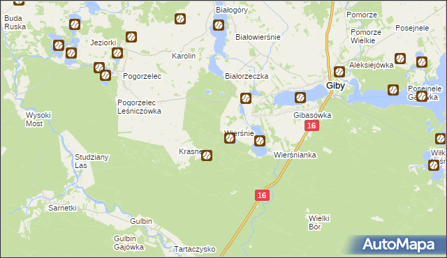 mapa Wierśnie, Wierśnie na mapie Targeo