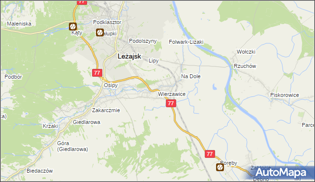 mapa Wierzawice, Wierzawice na mapie Targeo