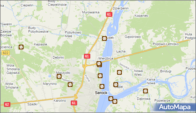 mapa Wierzbica gmina Serock, Wierzbica gmina Serock na mapie Targeo