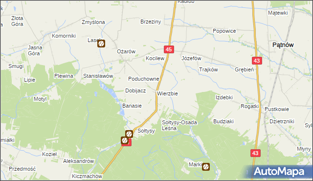 mapa Wierzbie gmina Praszka, Wierzbie gmina Praszka na mapie Targeo